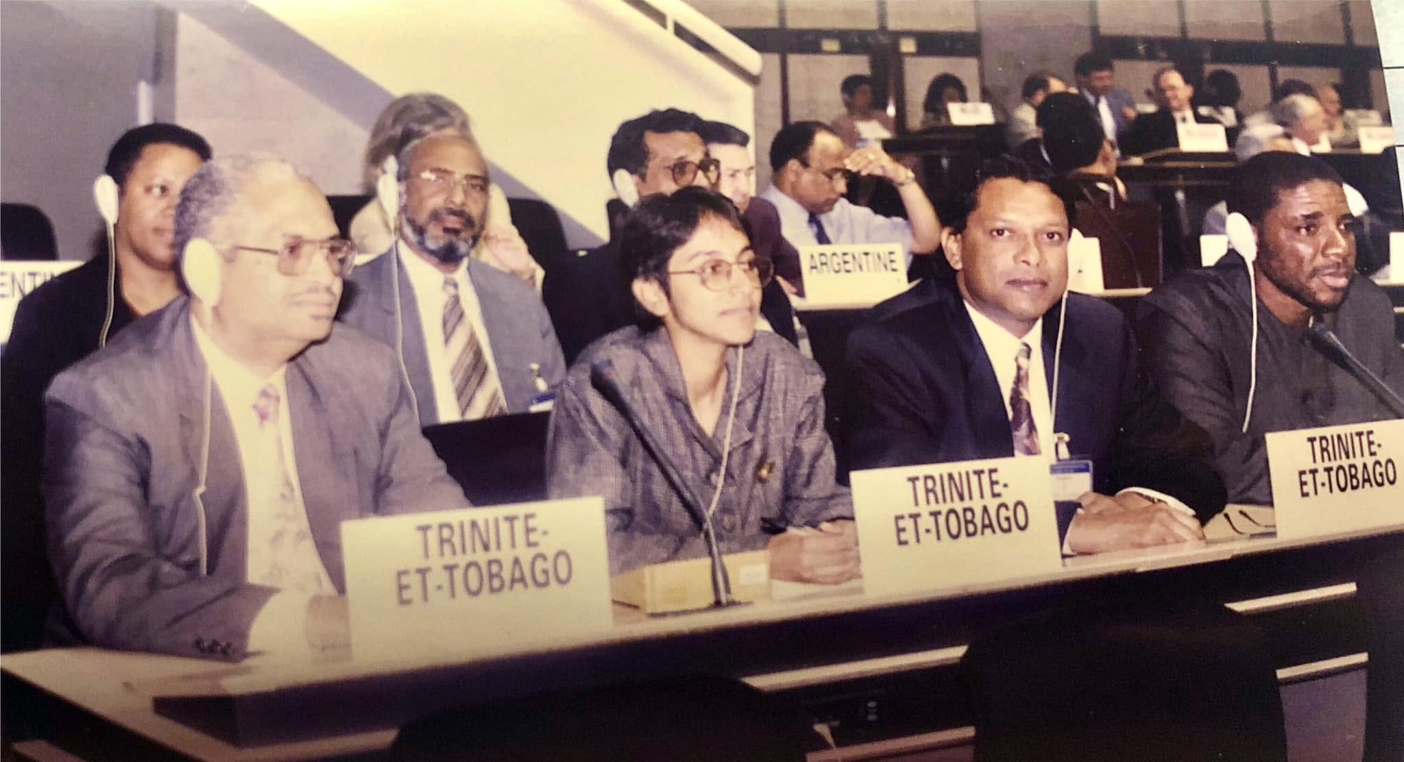 Seeram Ken Maharaj with the Trinidad and Tobago delegation at an International Labour Organization convention in Geneva