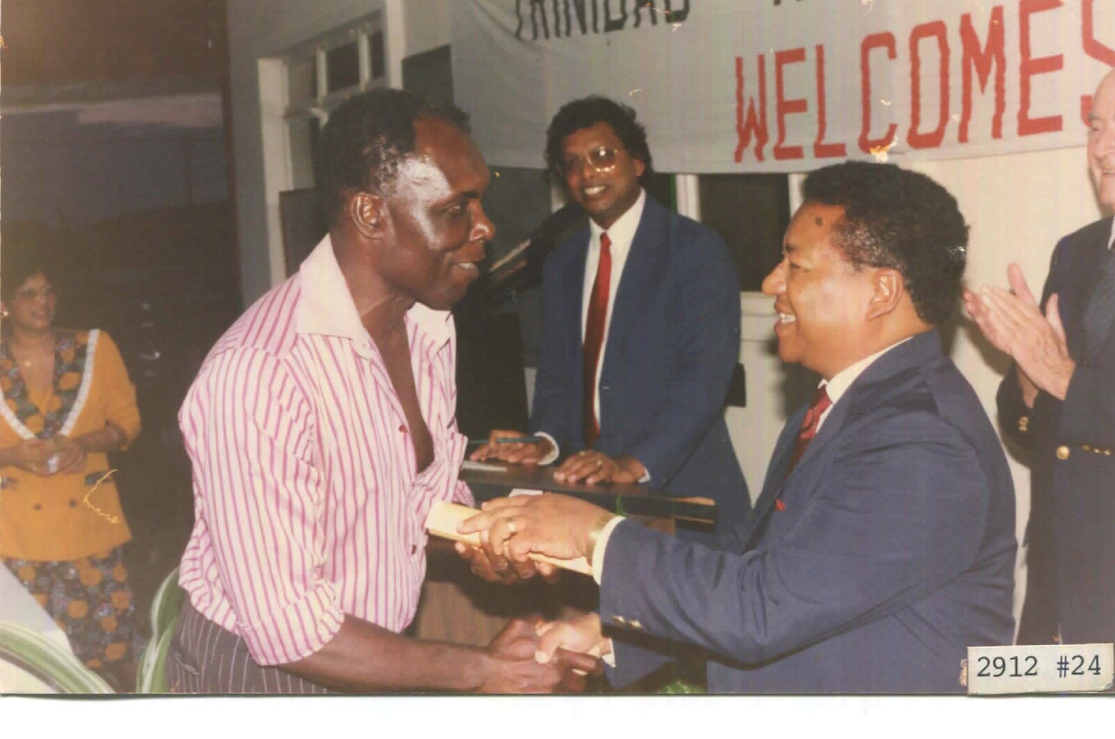Seeram Ken Maharaj and Eddie Reid at Trinidad Aggregate Products Limited's Long Service Awards